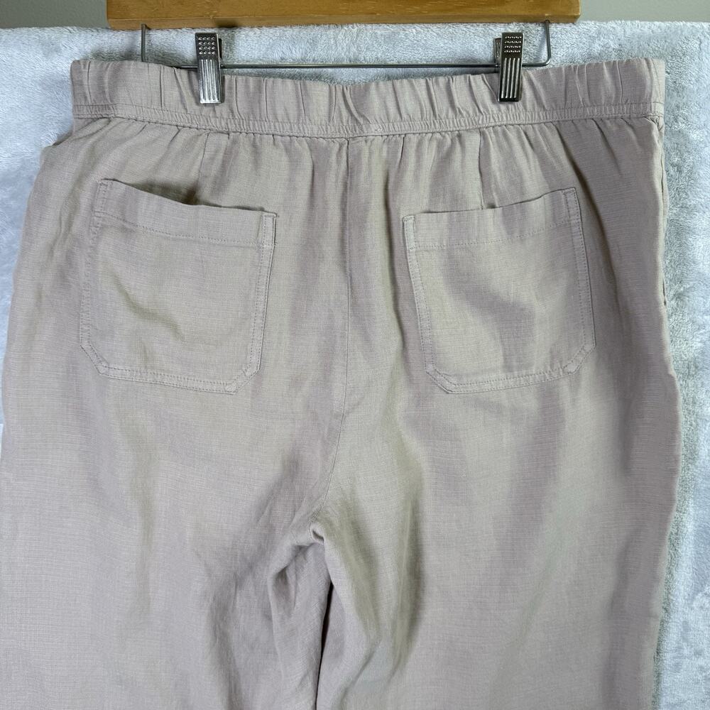 J Jill Purejill Pants Size Medium Tan Beige Wide Leg Linen Blend Boho Artsy - Picture 13 of 13